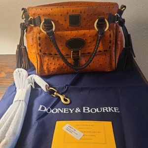 Never used Leather Ostrich Embossed Tassel Satchel